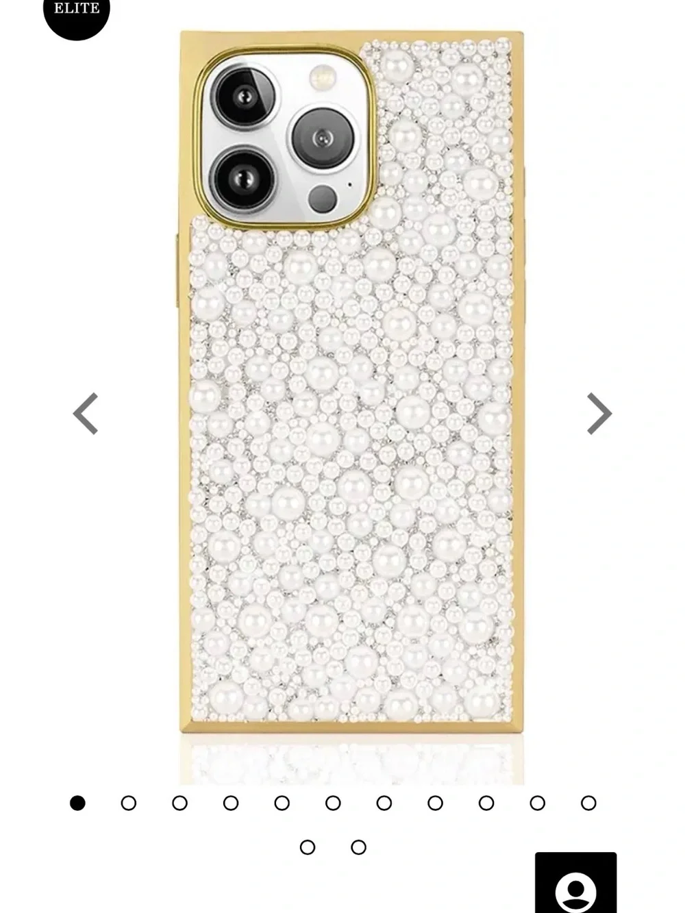 FLAUNT Elite Collection - Pearl-Embellished Gold Phone Case - iPhone 16 Pro